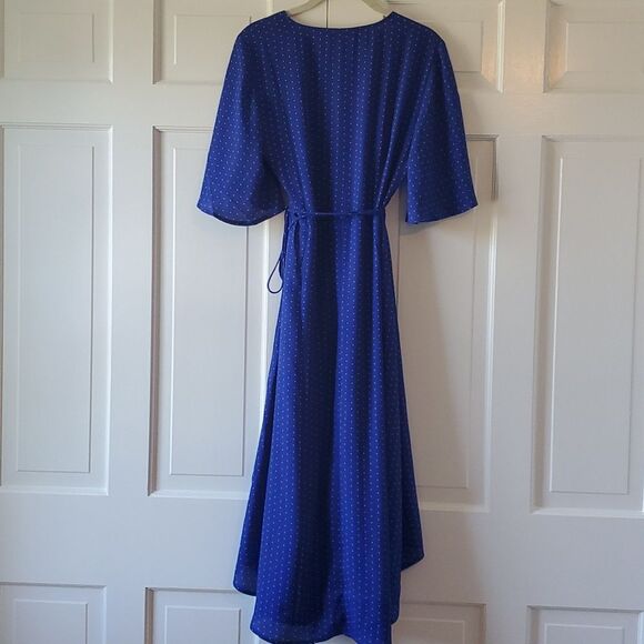 LULUS FARAH ROYAL BLUE TRUE WRAP DRESS MIDI SIZE MEDIUM SIZE MEDIUM LULU'S - Picture 9 of 14